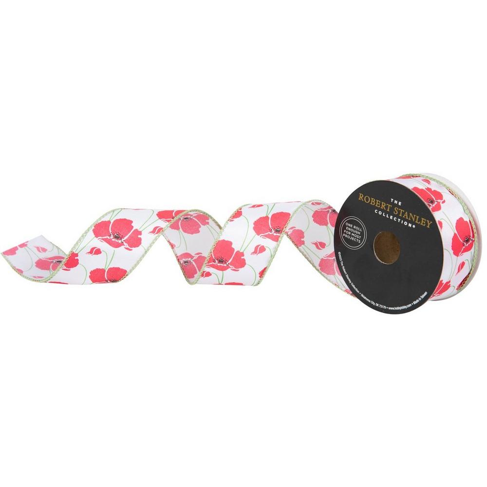 Poppies Double-Face Wired Edge Satin Ribbon - 1 1/2