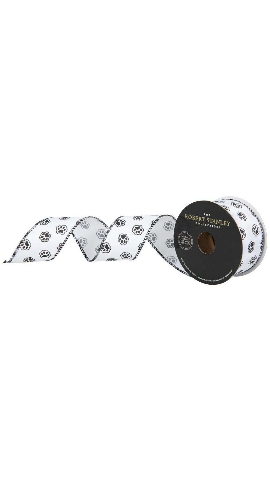 White & Black Double-Face Wired Edge Satin Ribbon - 1 1/2