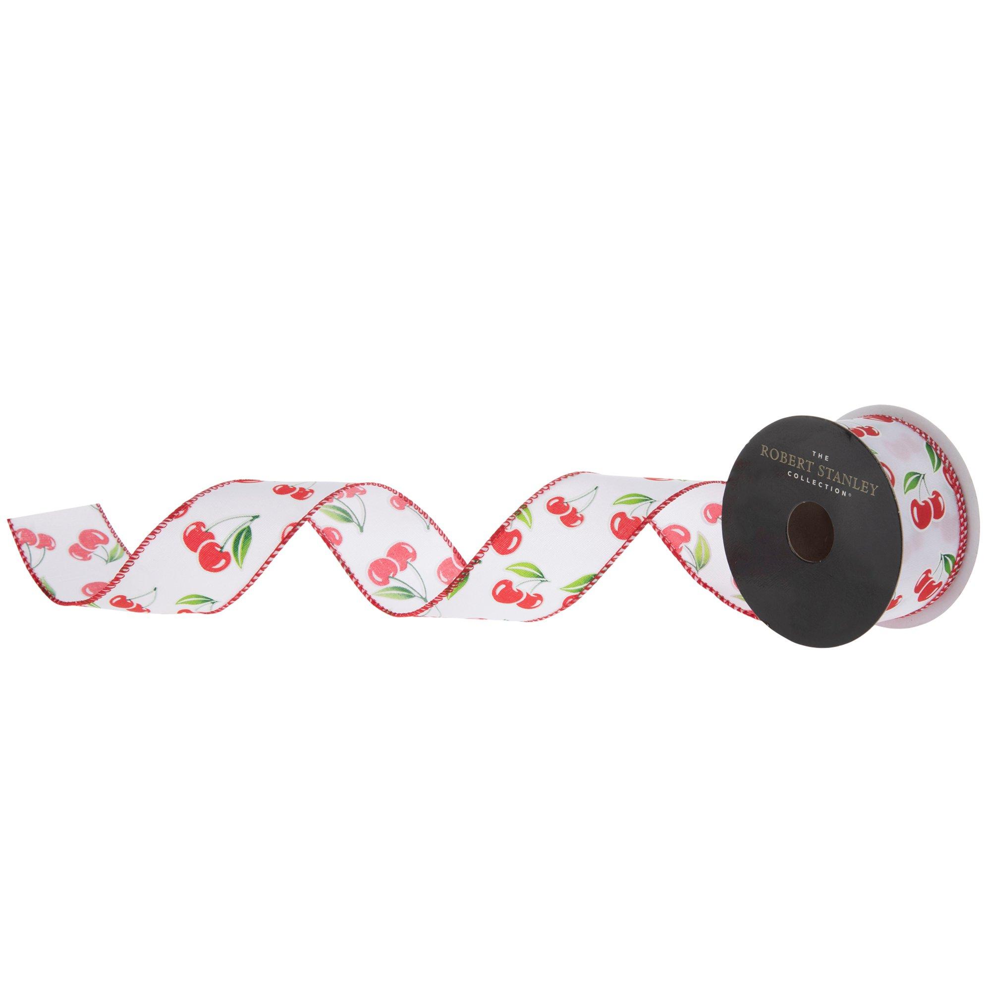 Cherries Wired Edge Ribbon - 1 1/2