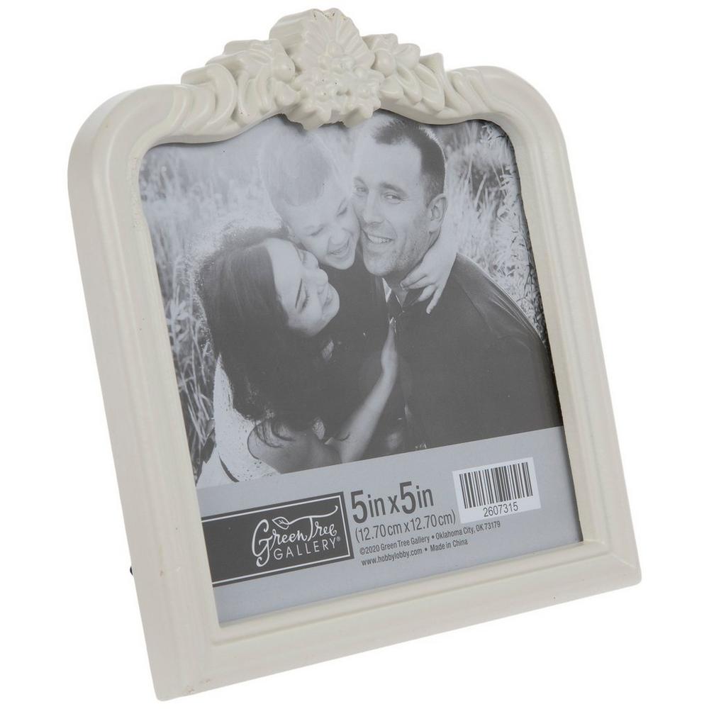 White Flowers Ornate Picture Frame - 5 x 5