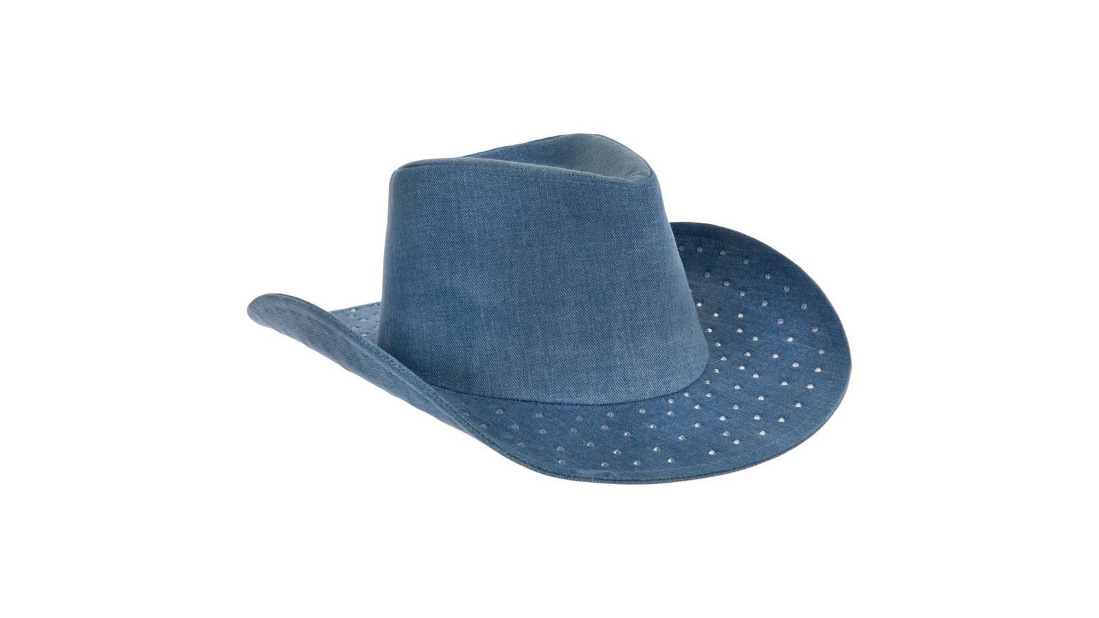 Bling denim cowboy hat Light Blue Embellished Star Brim Rhinestone Cowgirl Hat  main image 2