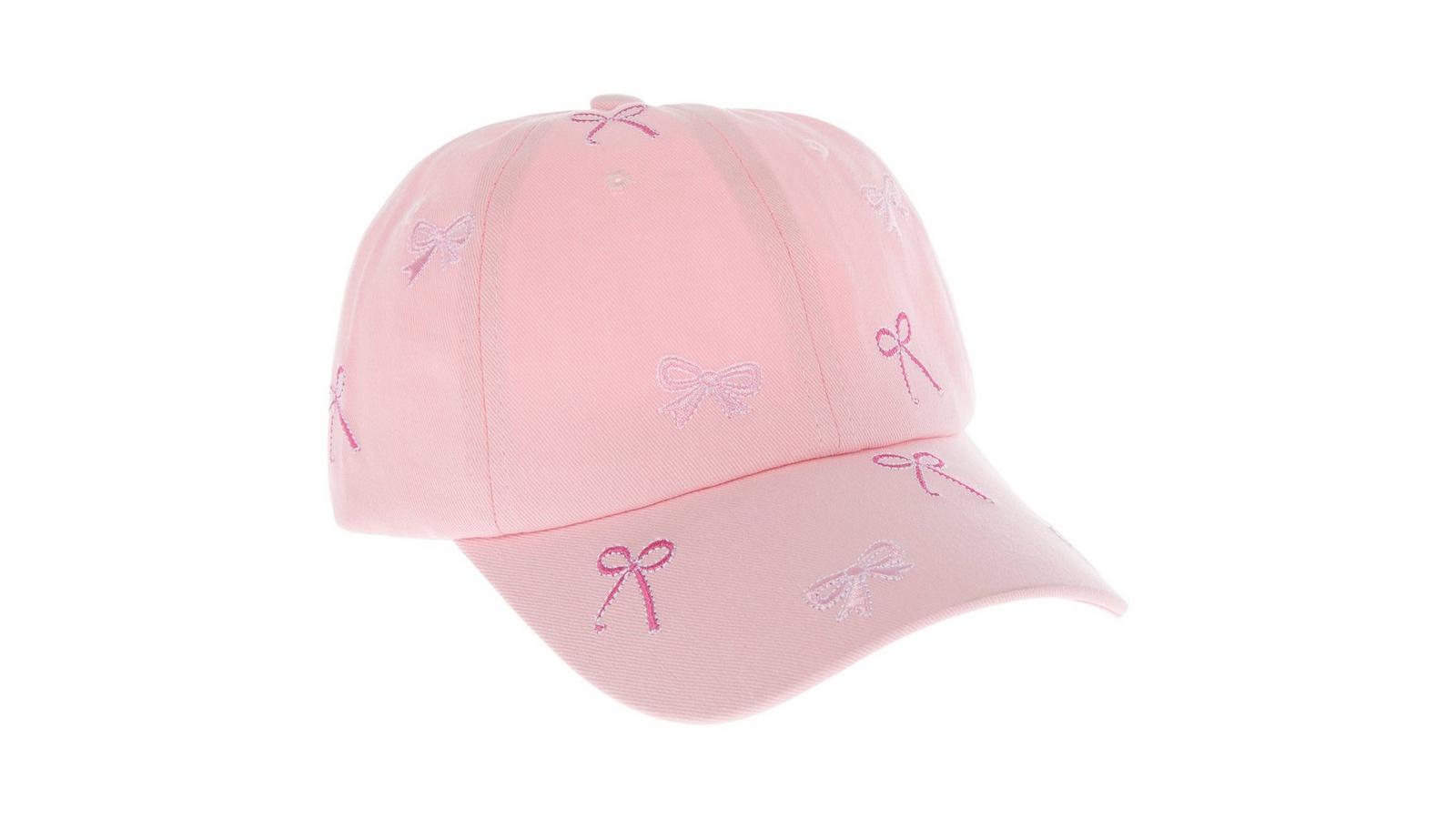 Unisex Beige Pink Embroidered Bow Tie 100% Cotton Adjustable Fit Baseball Caps Embroidered Bow Baseball Cap | Trendy Women main image 3