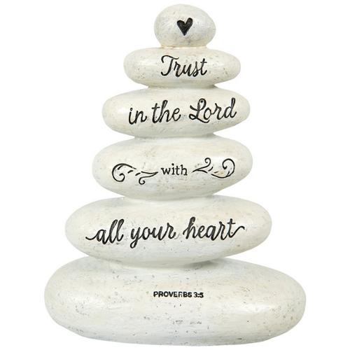 Proverbs 3:5 Rock Stack Statue