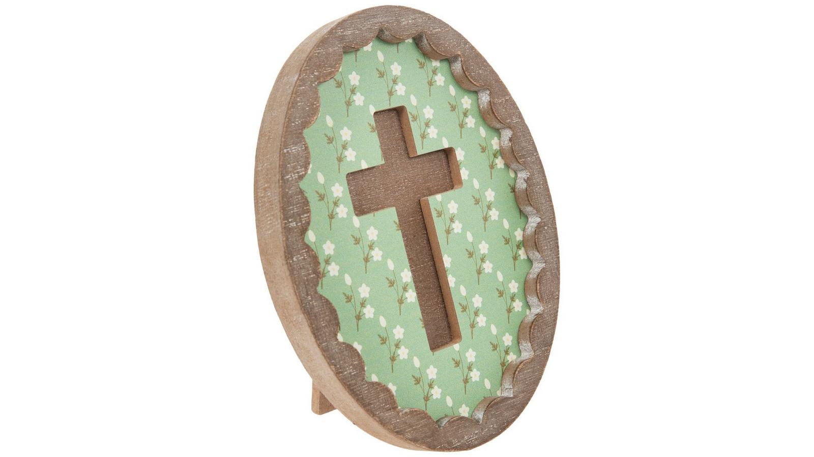 ✨美品 北欧風２段フローラルエレガントディッシュスタンド おしゃれ 新居祝い✨ Oval Ditsy Floral Cross Wood Decor | Hobby Lobby | 2617215