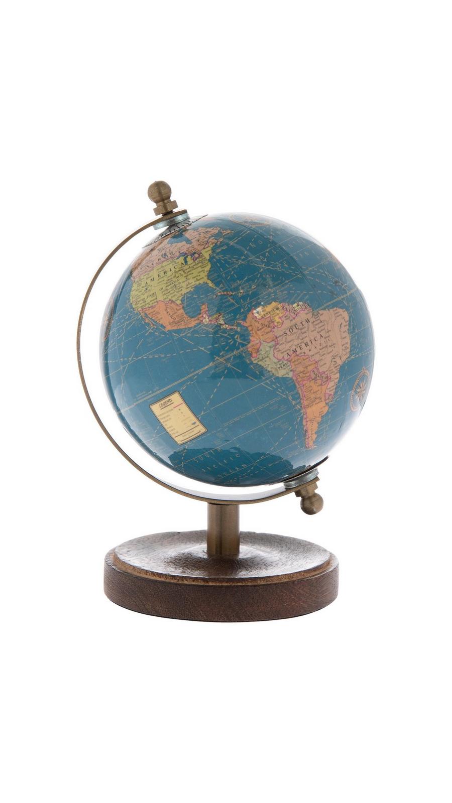 Small Blue Globe With Wood Base | Hobby Lobby | 2620870