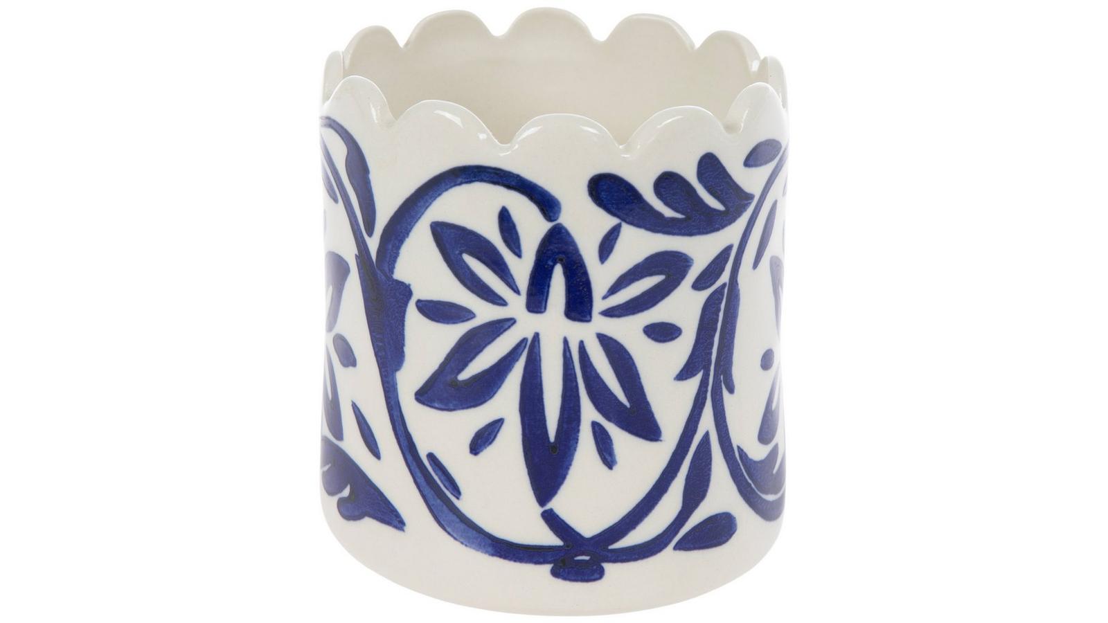 Blue Floral Scalloped Ceramic Container | Hobby Lobby | 2621498