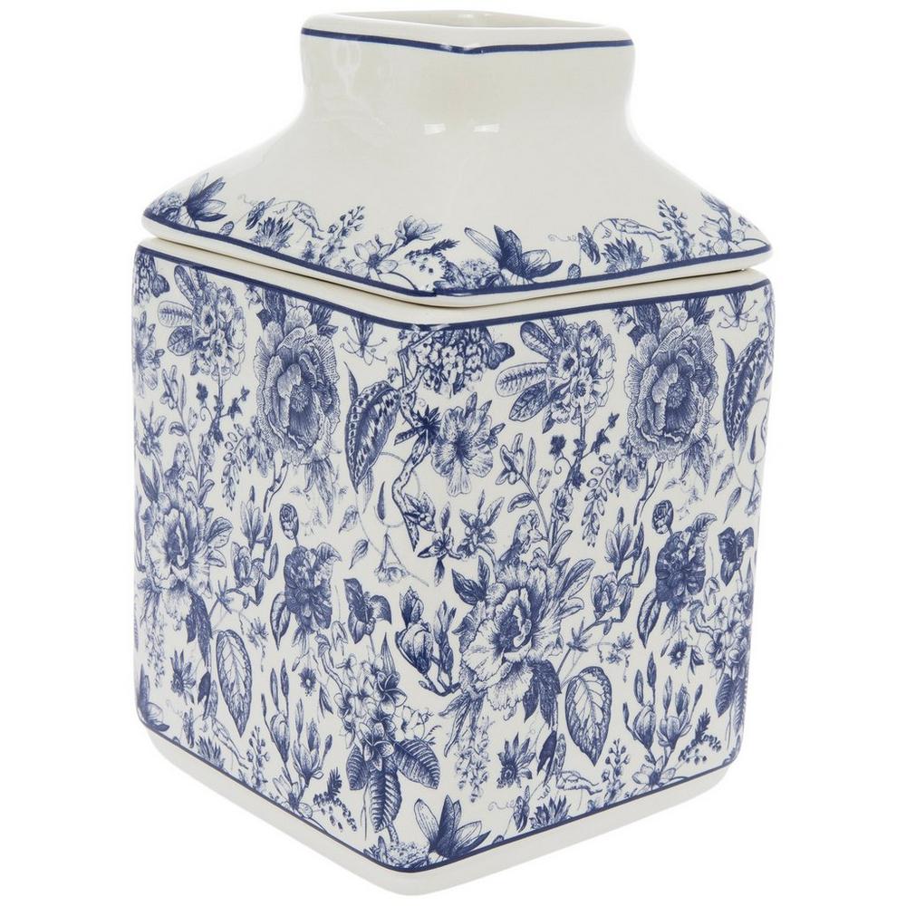 Blue Floral Ceramic Tissue Box Cover