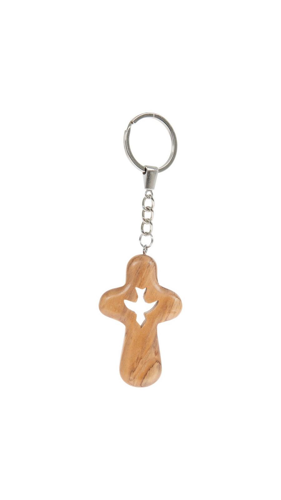 No.145フェザー with ヒノキチップチャーム‪·̩͙꒰ঌ Dove In Cross Olive Wood Keychain | Hobby Lobby | 2629749