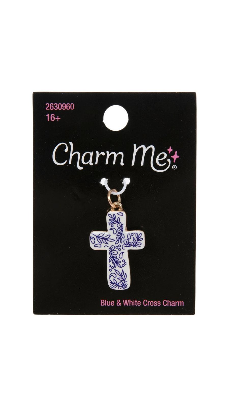 Blue & White Floral Cross Charm | Hobby Lobby | 2630960