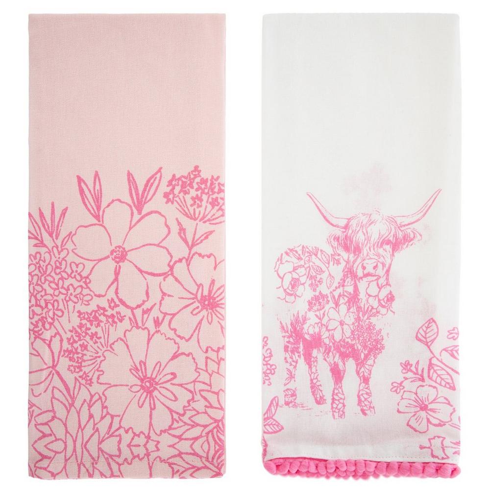 Pink Floral Highland Cow Kitchen Towels | Hobby Lobby | 2633964