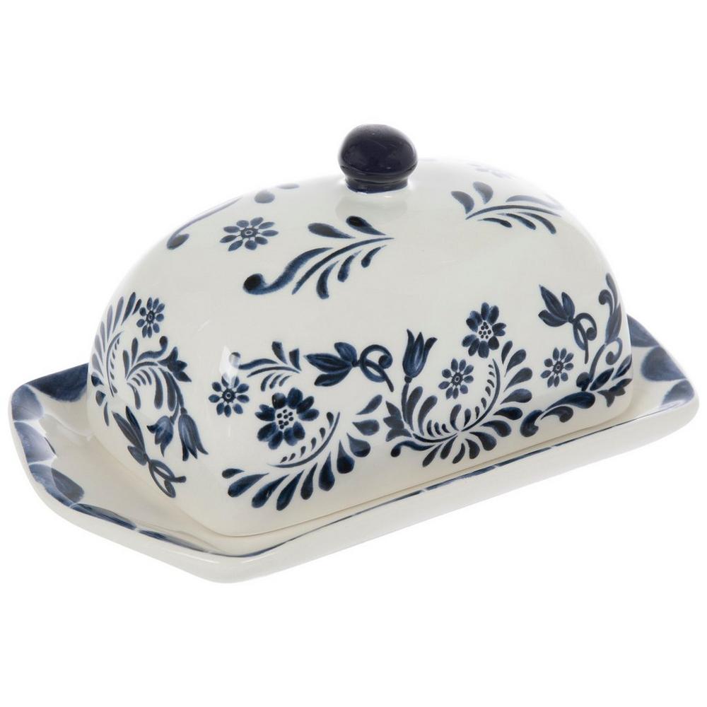 Blue Floral Butter Dish