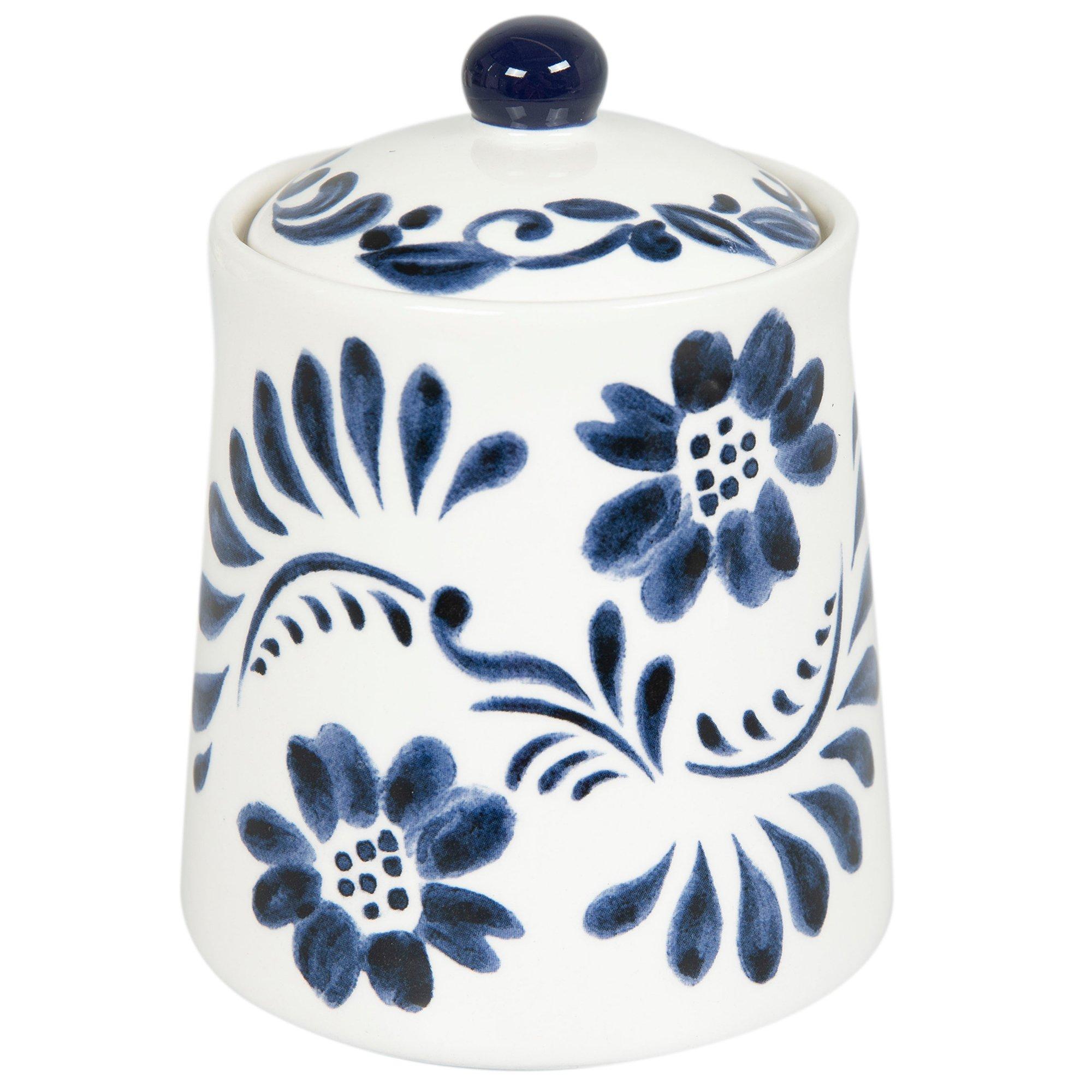 VanEnjoy Hand Painted Flower Ceramic Sugar Bowl - Porcelain Spice Jar With Spoon 160ml Capacity