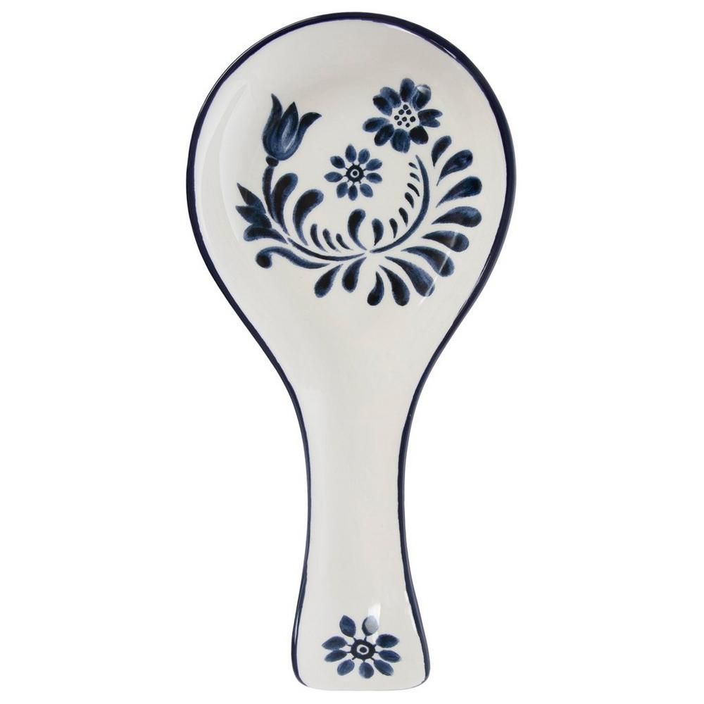 Blue Swirled Flowers Spoon Rest