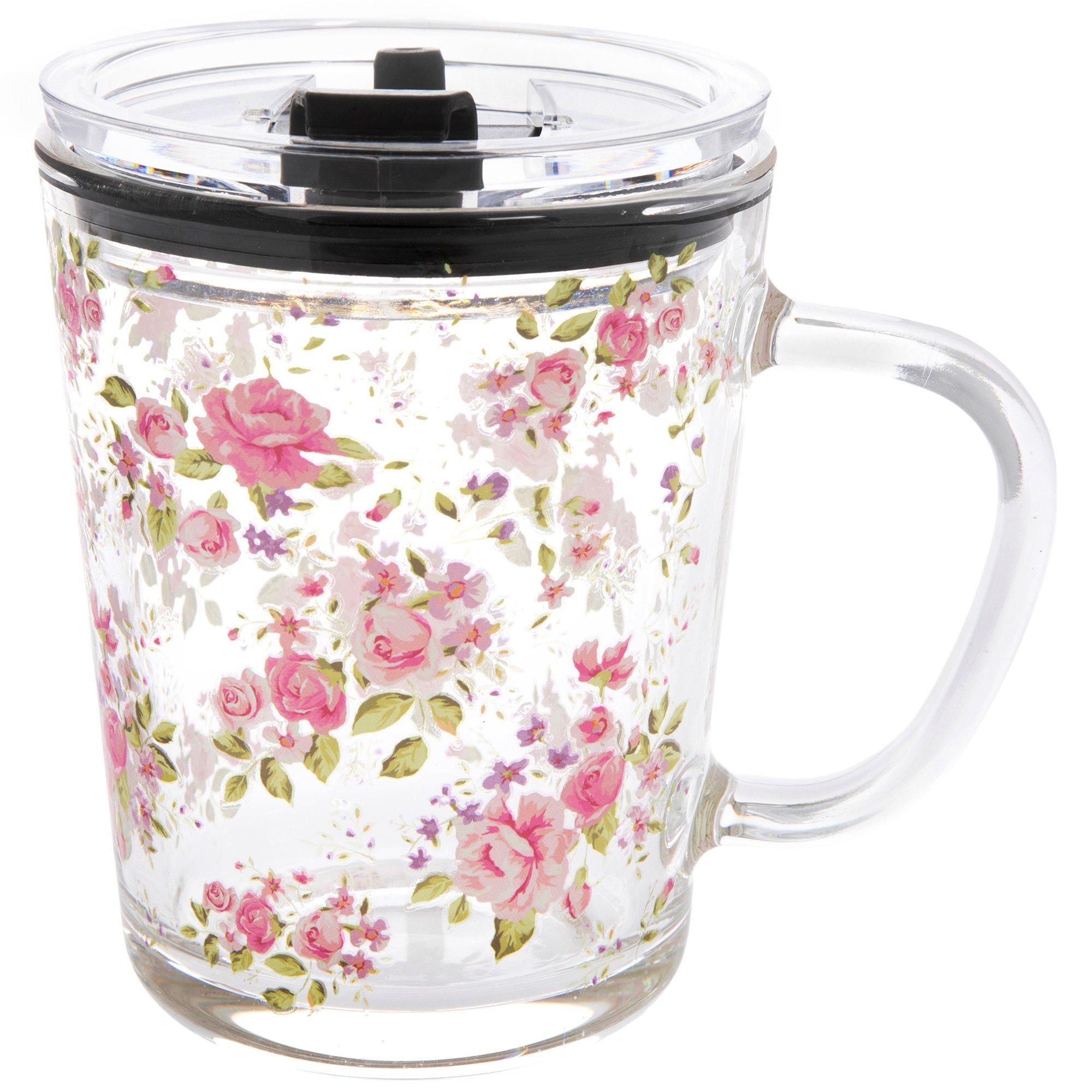 Pink Flowers Glass Travel Mug | Hobby Lobby | 2639797