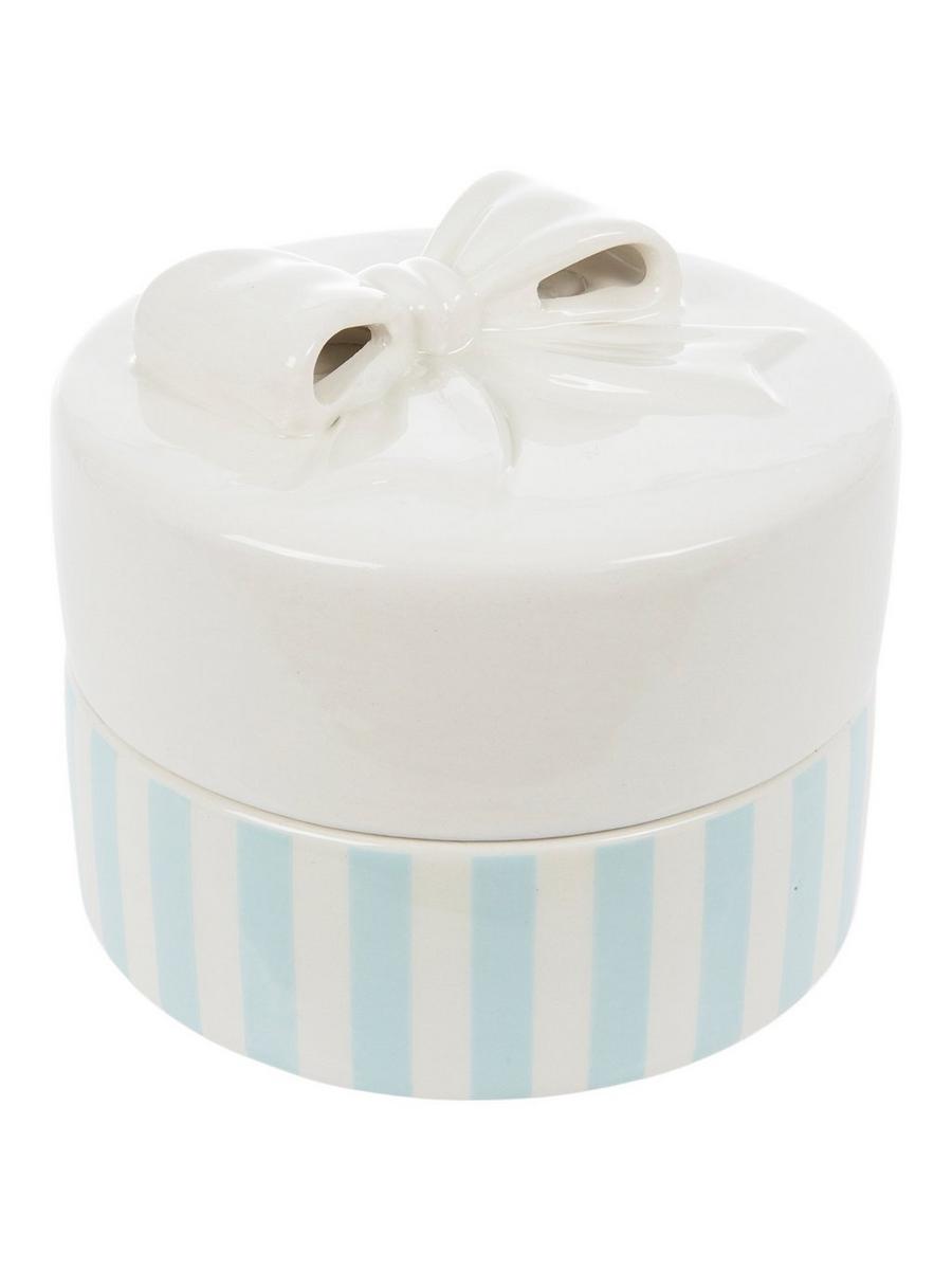小物入れ Wasted Youth RIBBON CERAMIC BOX White Bow & Blue Stripes Ceramic Box | Hobby Lobby | 2641132