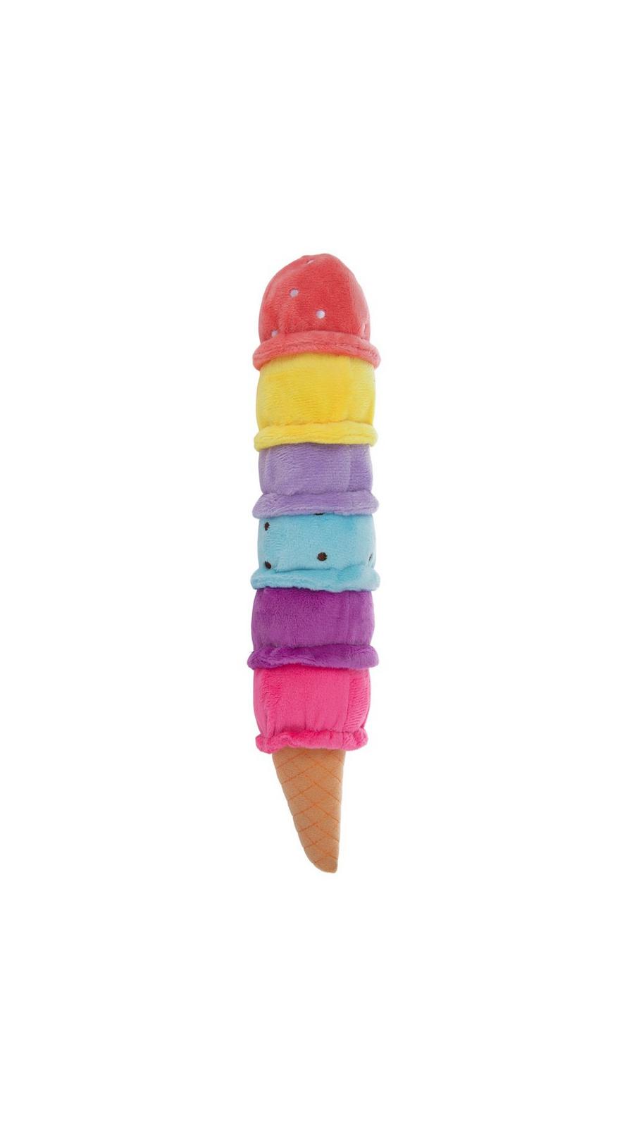 Ice Cream Cone Plush Crinkle Dog Toy