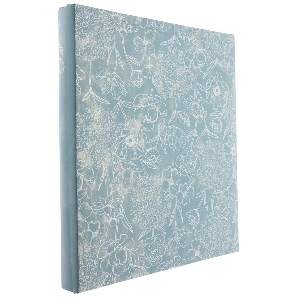 Dusty Blue Floral Post Bound Scrapbook Album - 8.5
