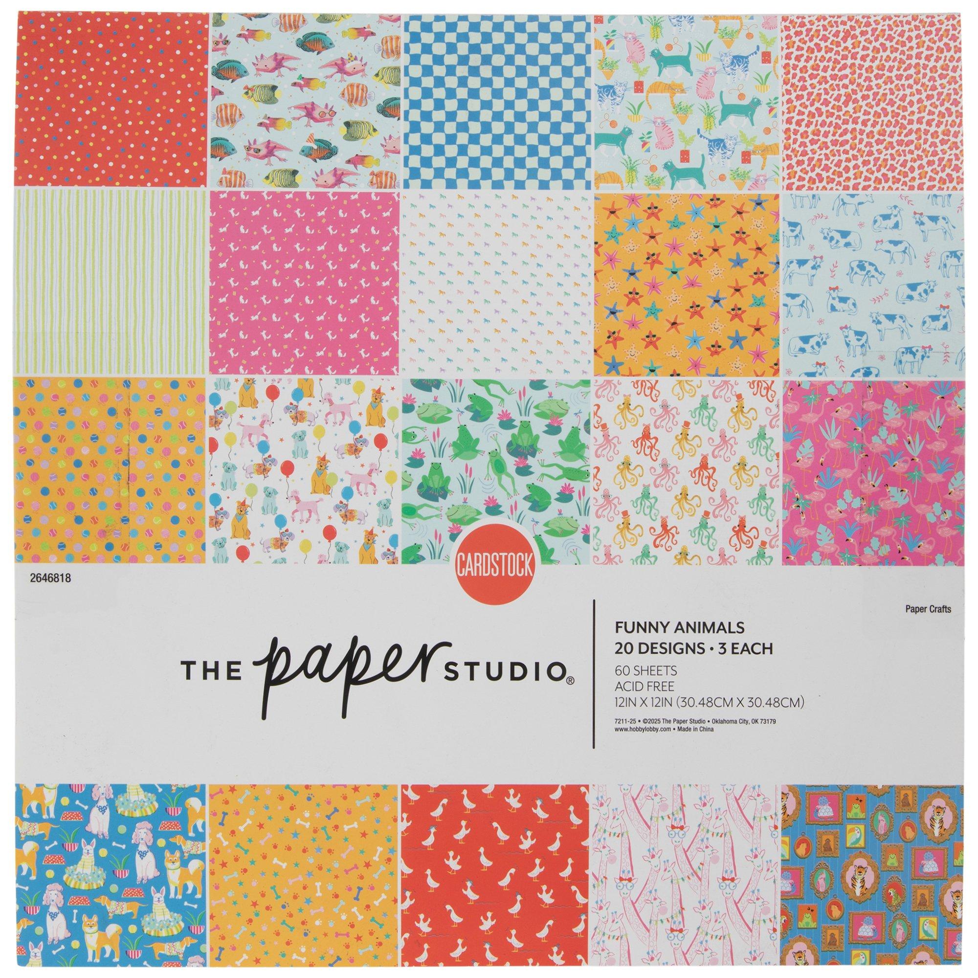 Funny Animals Cardstock Paper Pack - 12