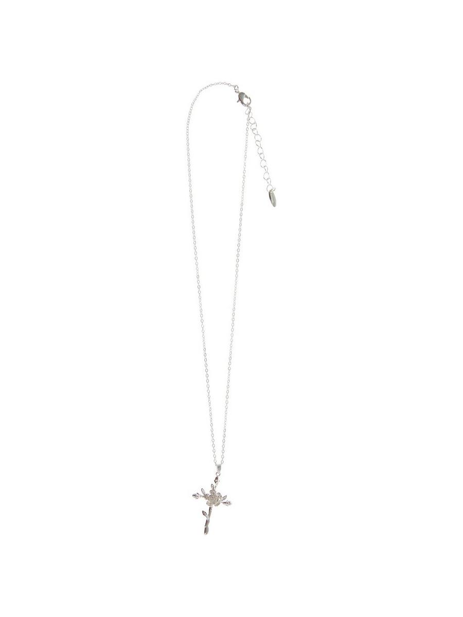 Silver Plated Flower Cross Necklace | Hobby Lobby | 2649739