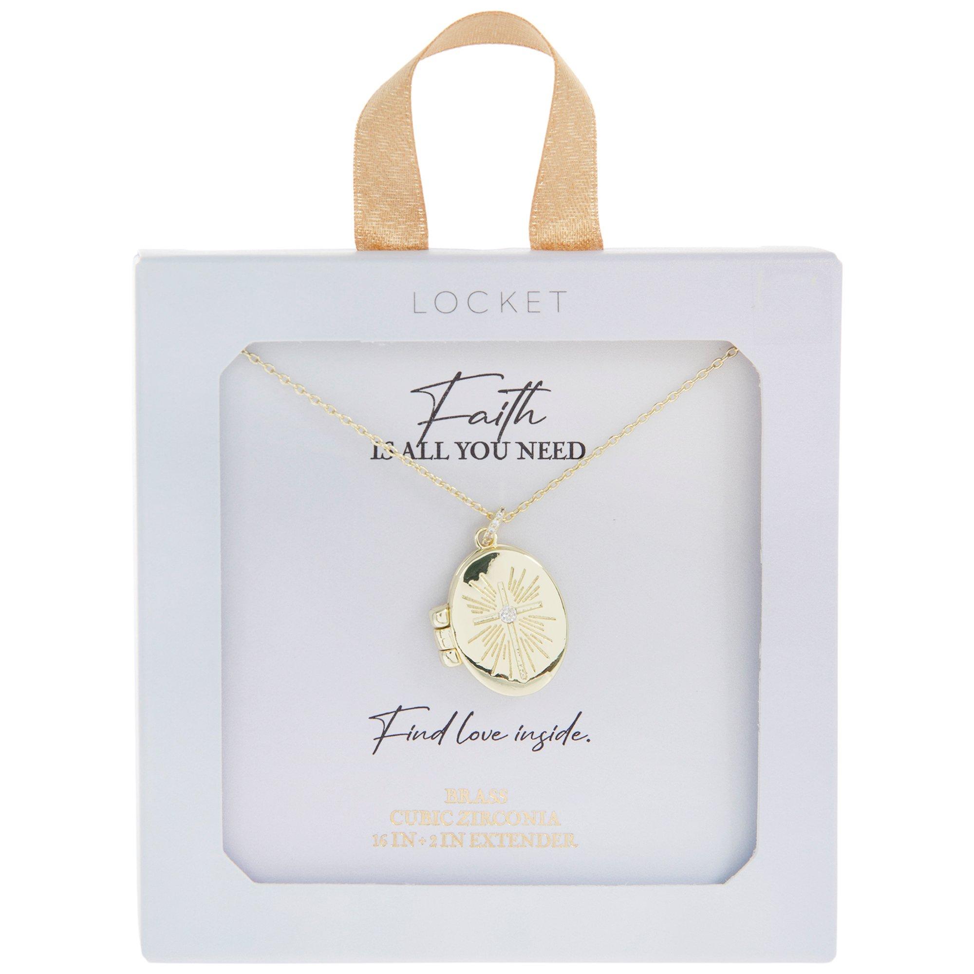 Cross Locket Cubic Zirconia Necklace | Hobby Lobby | 2655116
