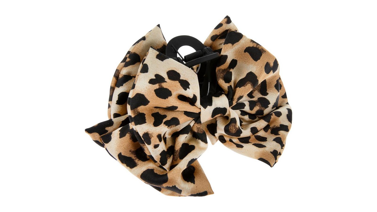Coach-Poppy Bow Leopard Print Twilly Scarf Hair Accessory (Multi ???) Leopard Print Hair Scarf Scrunchies: Big Bow Headband for  main image 3