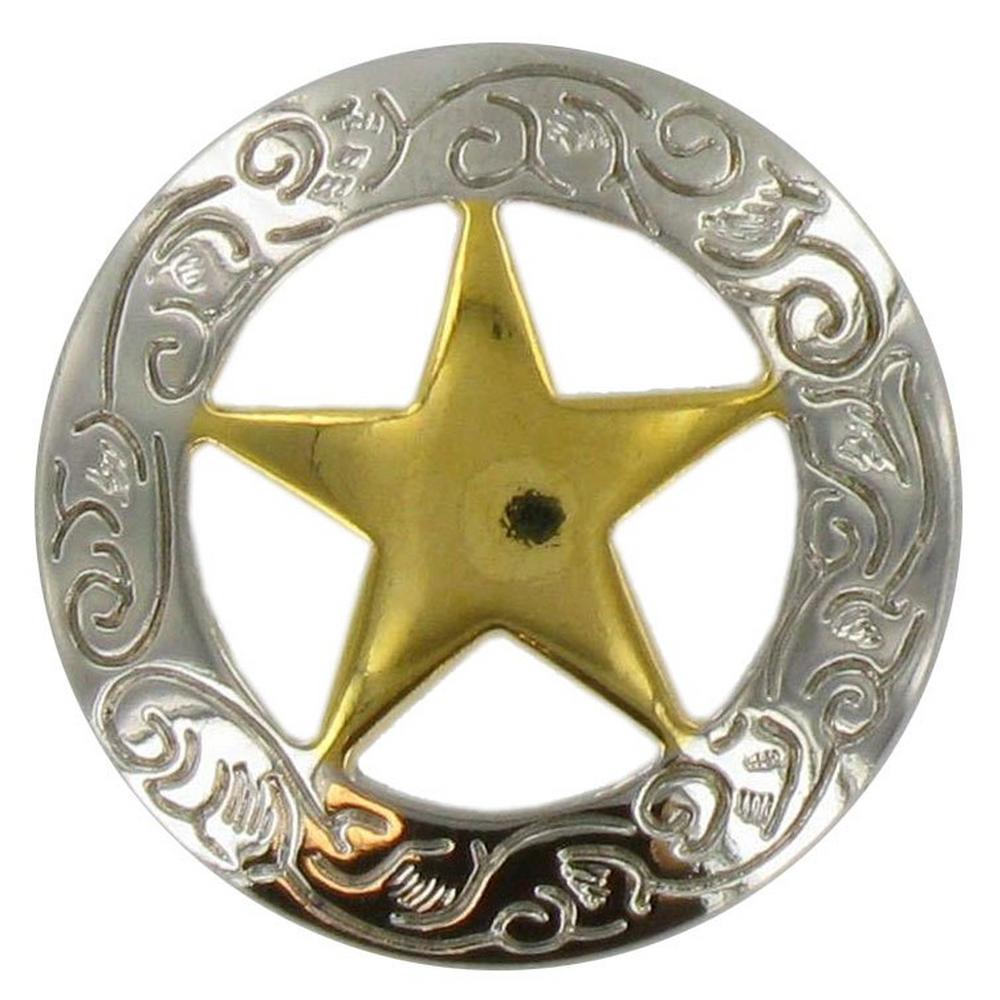 小物 [vanchic1CALEE]SILVER STAR CONCHO Silver Star With Barbwire Concho - Texas Uniques Store