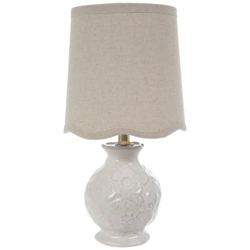 Cream Embossed Ceramic Table Lamp