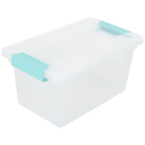 Clear & Aqua Latching Storage Container-Small
