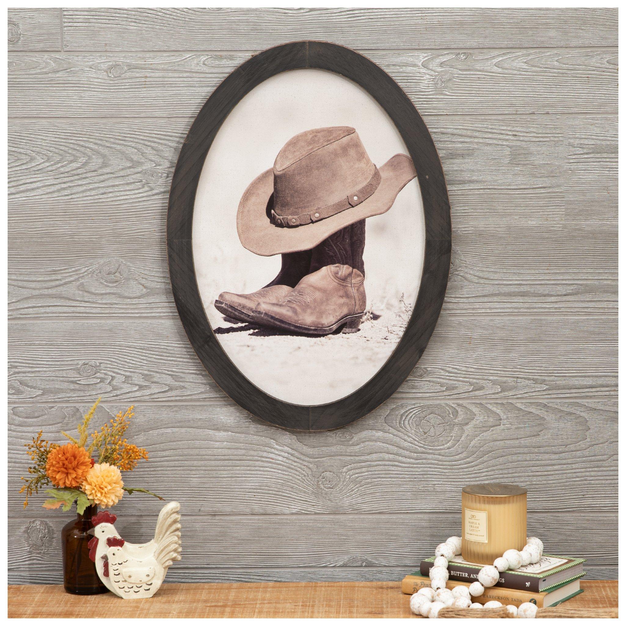 Cowboy Boots & Hat Oval Wood Wall Decor | Hobby Lobby | 2669794