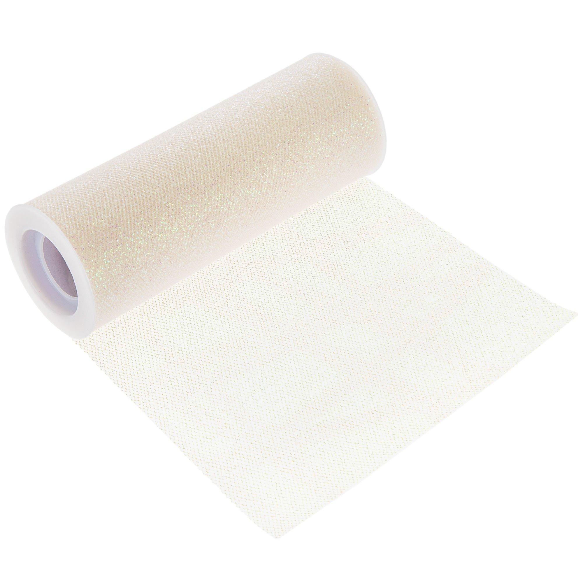 Polyester White Glitter Tulle Roll
