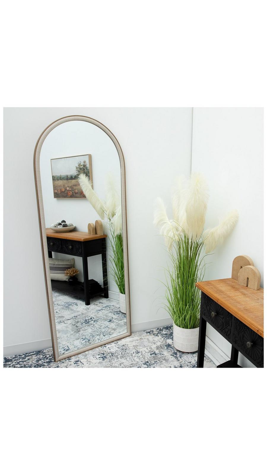 Brushed Bronze Linen Look Arch Leaner Mirror | Hobby Lobby | 2682938
