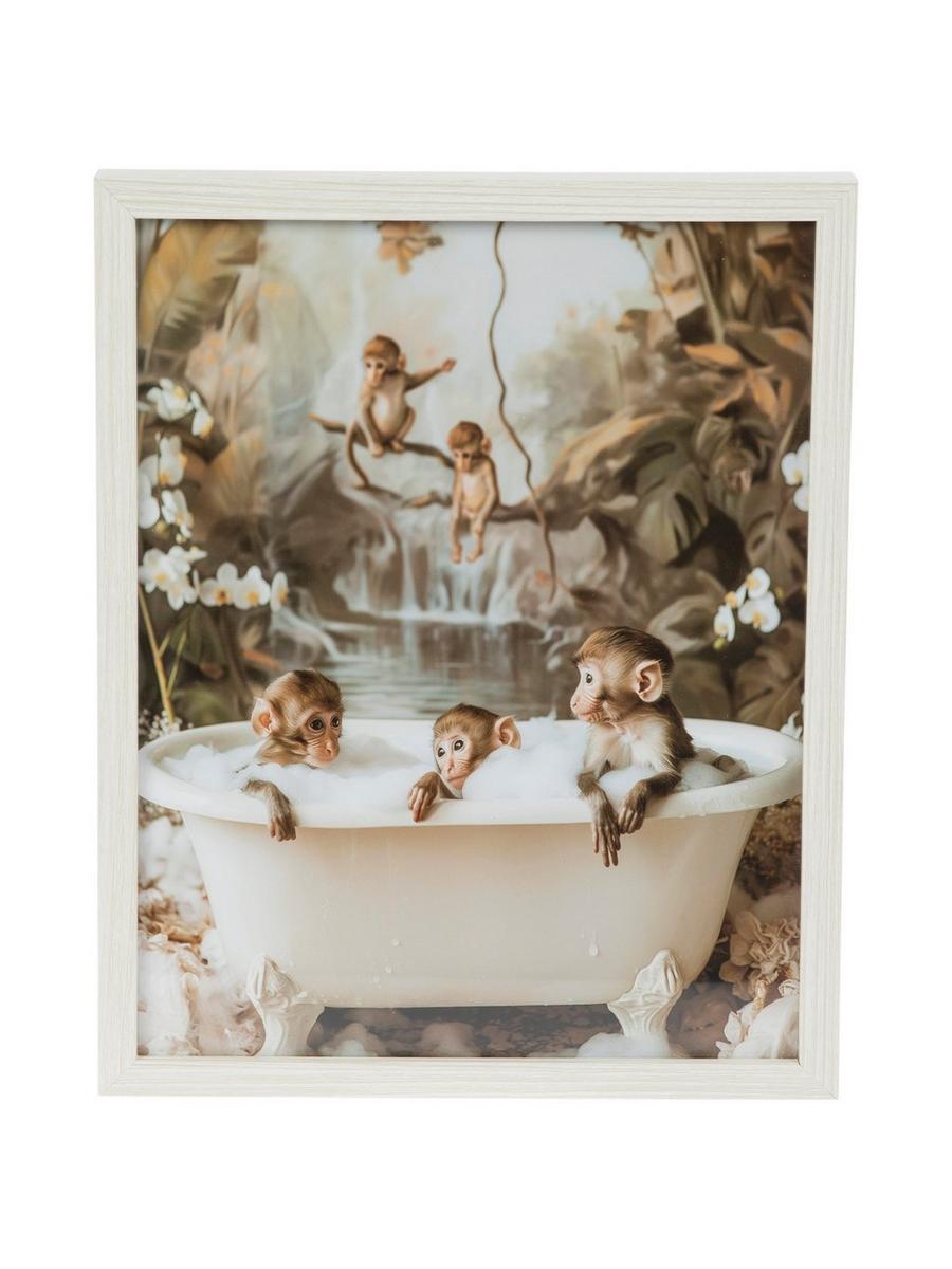 Monkeys In A Bubble Bath Framed Wall Decor | Hobby Lobby | 2683365