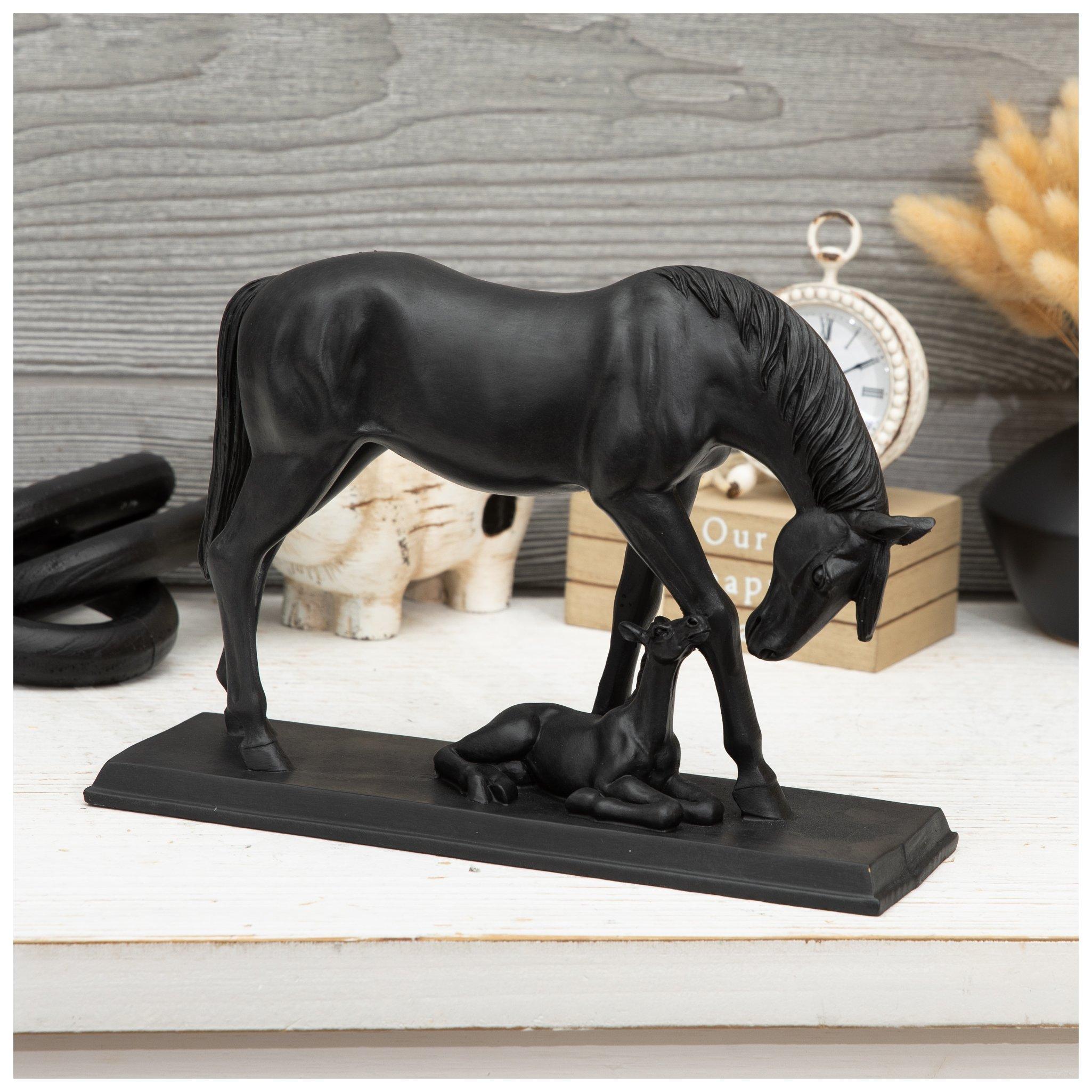 BLACK AND BEAUTY AND FOAL 馬 置物 希少品 Black Mare & Foal Figurine | Hobby Lobby | 2689628