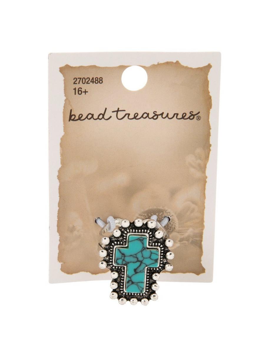Imitation Turquoise Cross Adjustable Ring | Hobby Lobby | 2702488