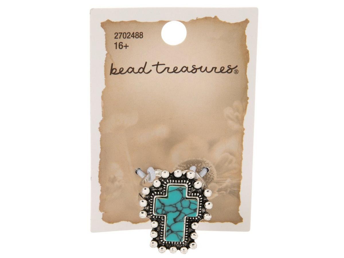 Imitation Turquoise Cross Adjustable Ring | Hobby Lobby | 2702488