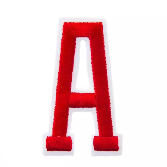 Red Embroidered Letter Iron-On Patch K - 3