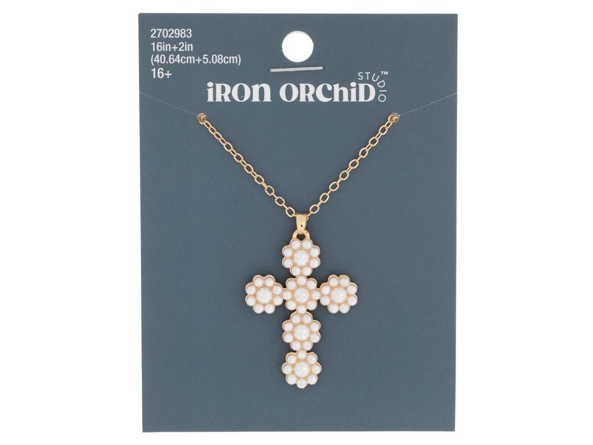 Plastic Pearl Cross Necklace | Hobby Lobby | 2702983