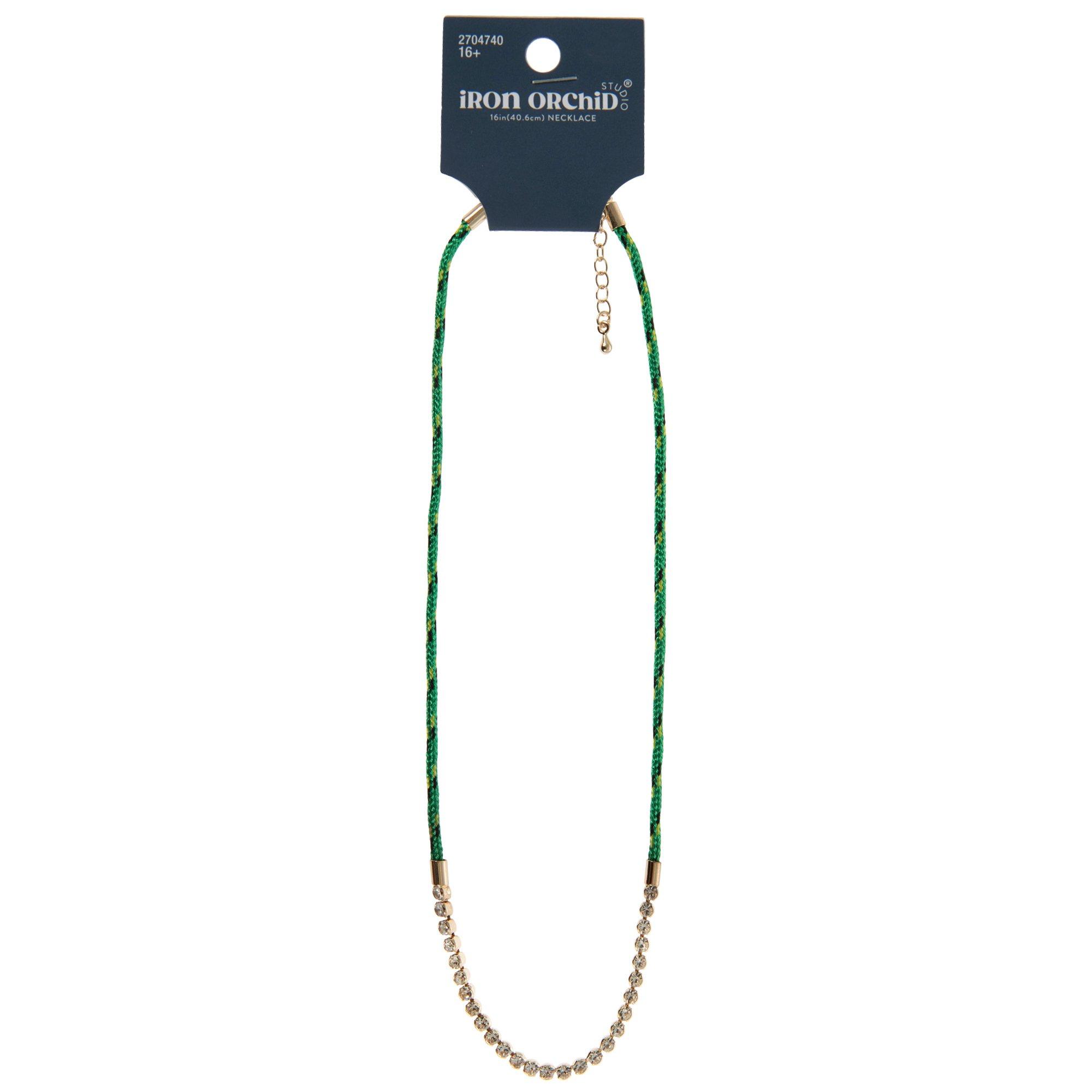 Green Cord & Rhinestone Necklace | Hobby Lobby | 2704740