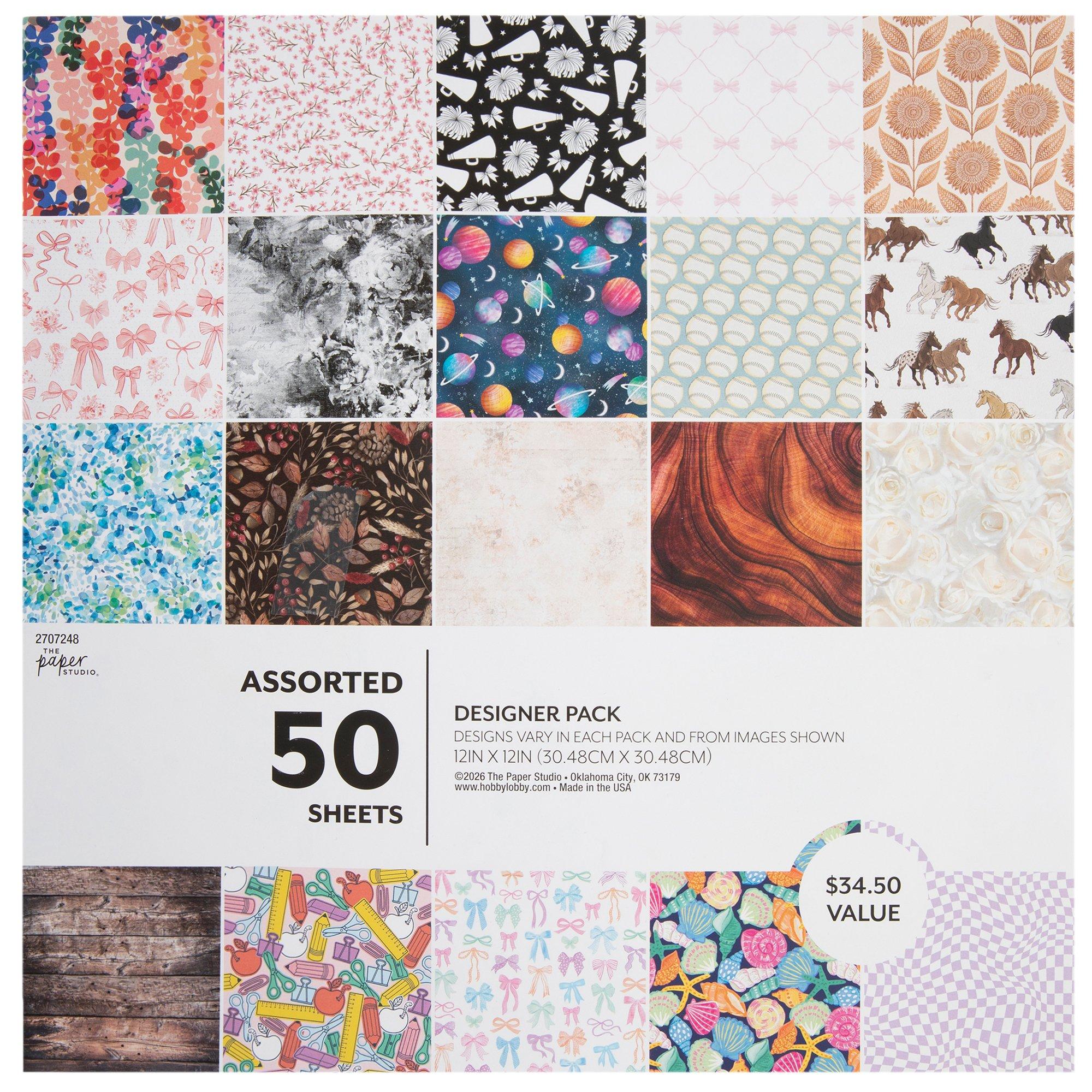 Assorted Designer Cardstock Paper Pack - 12