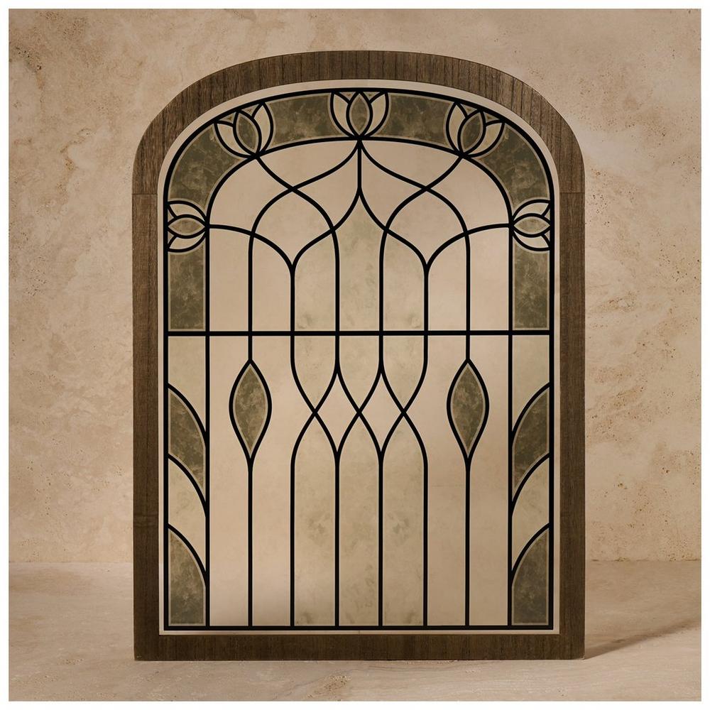 Kinkeeping Green Stained Glass Arched Wall Decor