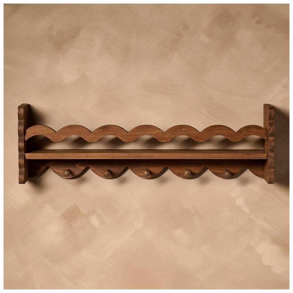 Kinkeeping Brown Plate Mug Wood Wall Rack