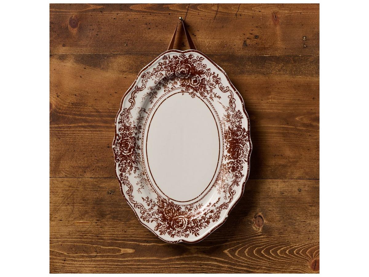Kinkeeping Rust Red Floral Edge Toile Long Wall Plate | Hobby