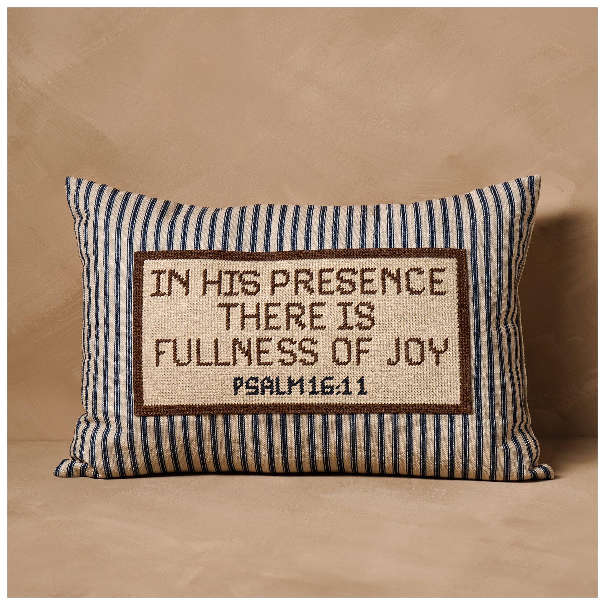 Kinkeeping Psalm 16:11 Fullness Of Joy Striped Throw Pillow view 1