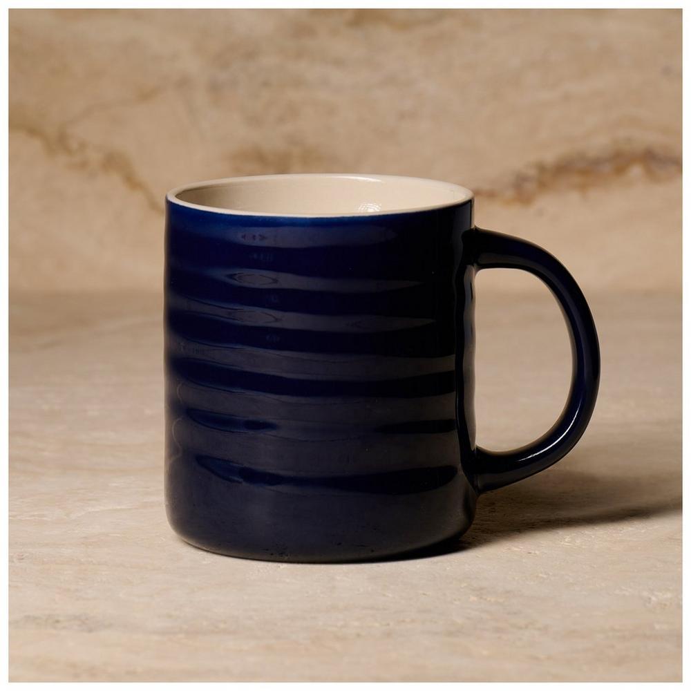 Kinkeeping Reactive Glaze Ribbed Stoneware Mug