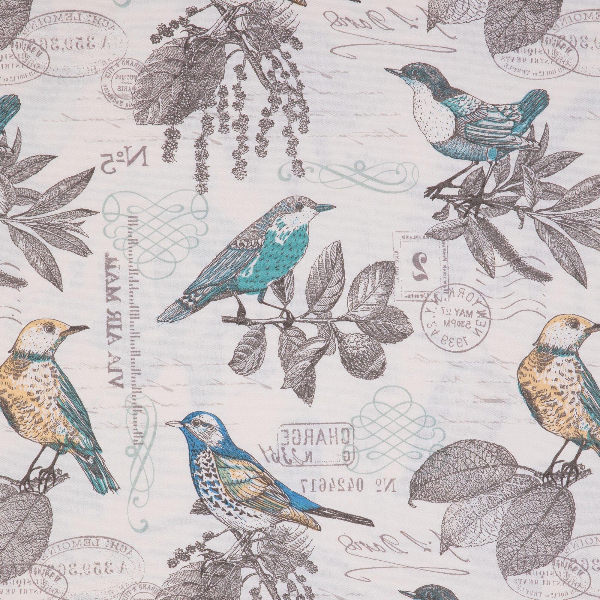 Natural & Turquoise Lansing Breeze Duck Cloth Fabric, Hobby Lobby