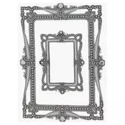 Silver Ornate Rectangle Frame Puffy Stickers