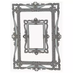 Silver Ornate Rectangle Frame Puffy Stickers