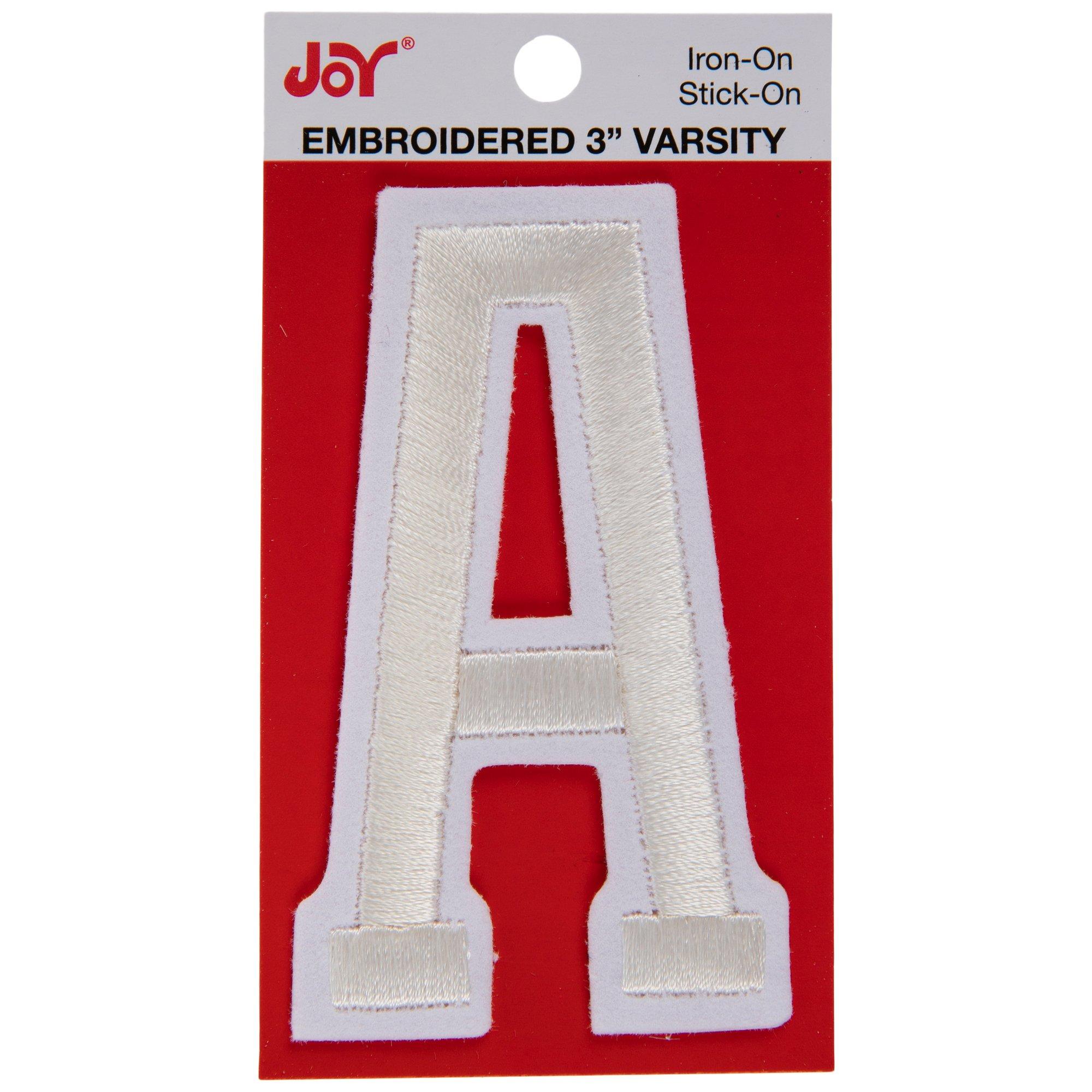 3 Embroidered Iron-On Letter Patches, Alphabet Appliques, Letter Patches  for Clothing, DIY Craft - Red/White