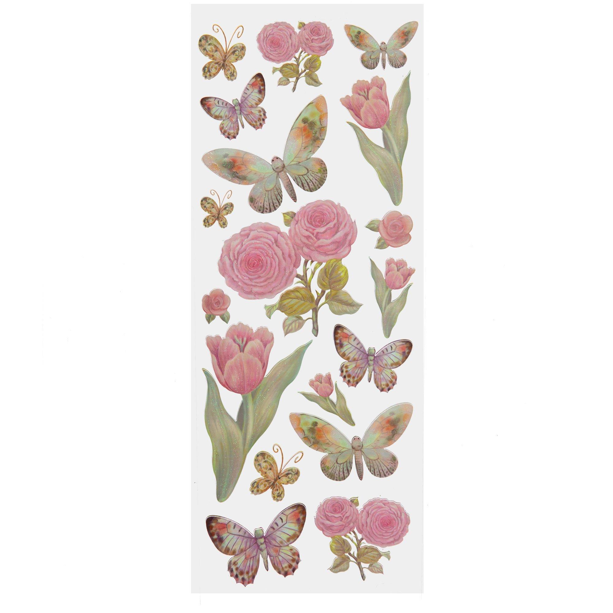 Flower & Butterfly Glitter Stickers view 1