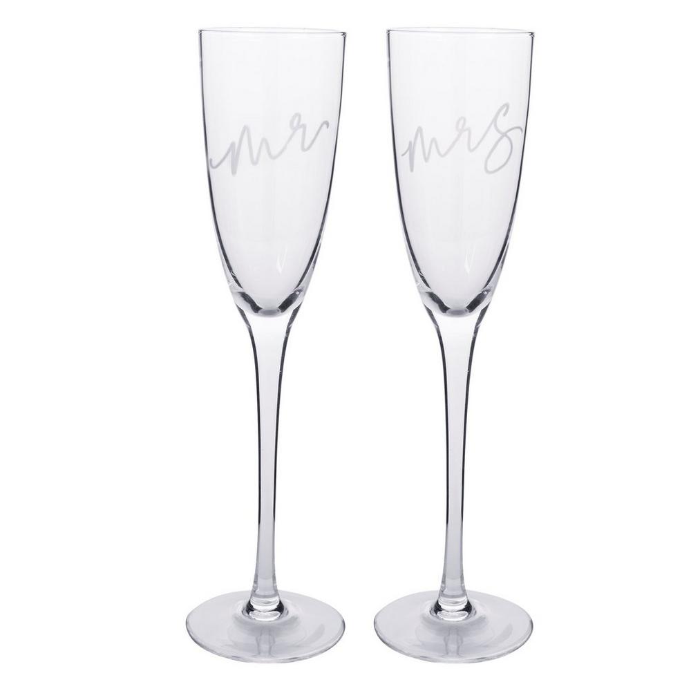 Mr Mrs Etched Toasting Glasses